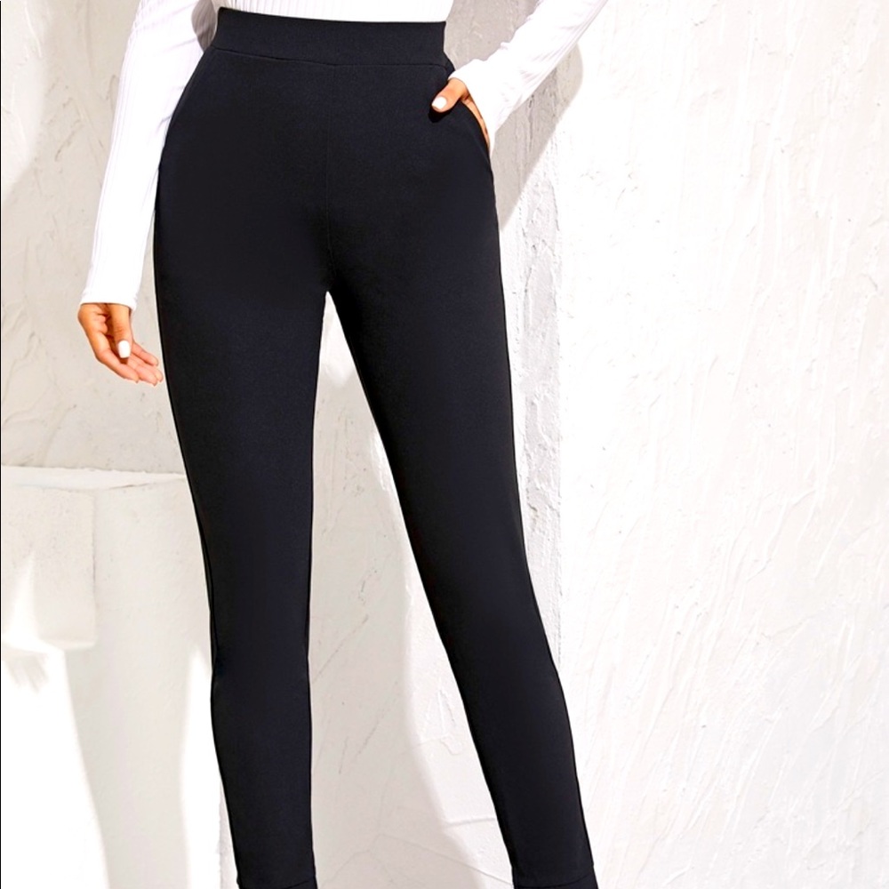 Black High Rose Dress Pants